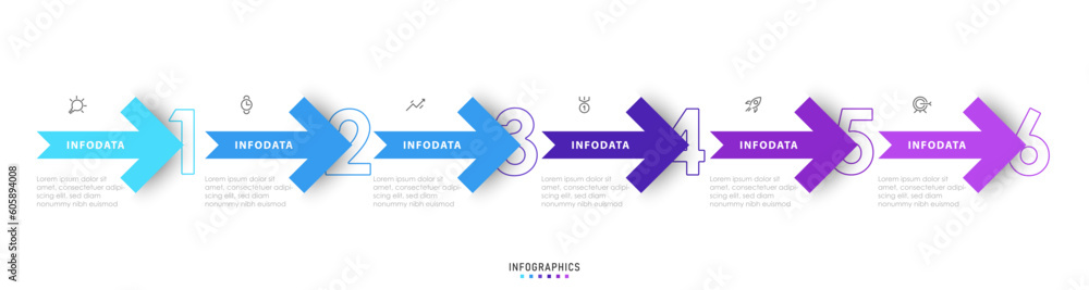 Wall mural vector infographic label design template with icons and 6 options or steps. can be used for process 