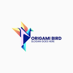 Vector Logo Illustration Origami Bird Gradient Colorful Style