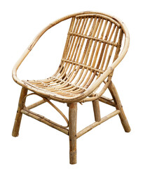Weave chair handmade or Old rattan chair isolated. png transparency