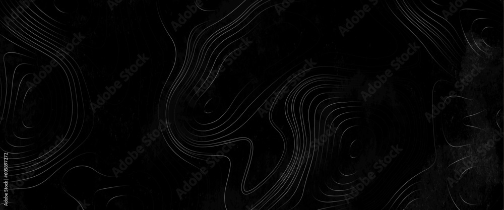 Poster black topographical contour line map background, topographic map background concept. topo contour ma