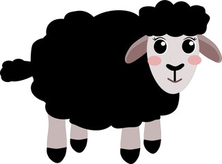 Cute black sheep cartoon illustration.