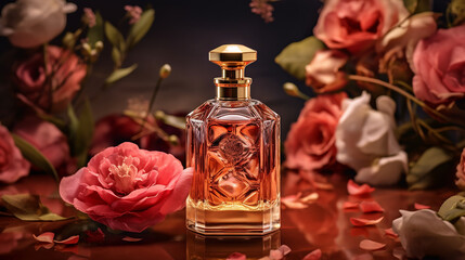Obraz na płótnie Canvas Perfume Floral Product Photography: Award Winning Design: Center,Generative AI