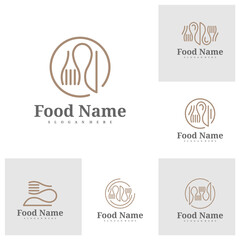 Set of Food logo template, Creative Food logo design vector, Food logo concepts