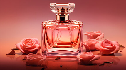 Rose series perfume, perfume using glass top shape, Generative AI