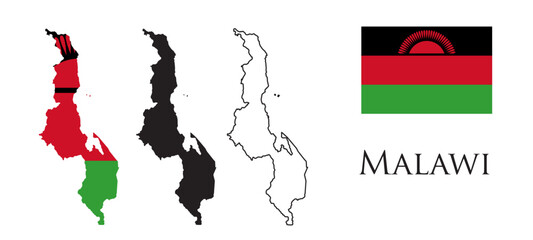Malawi Flag and map illustration vector