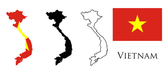 Vietnam Flag and map illustration vector