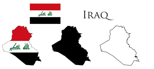 Iraq Flag and map illustration vector