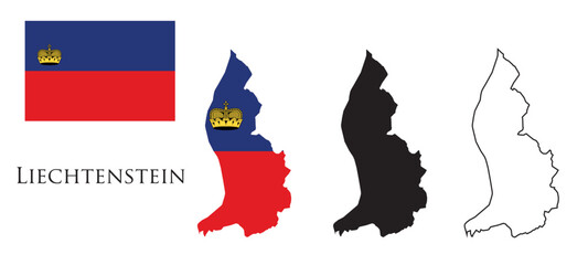 Liechtenstein Flag and map illustration vector - obrazy, fototapety, plakaty