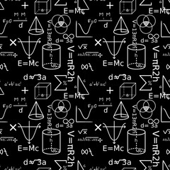 math signs symbols black background seamless design pattern