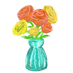 花瓶に入ったバラのイラストレーション