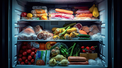 Frozen food in the freezer. Generative Ai