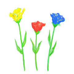三本の花の切り花のイラストレーション