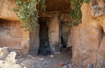 The Bazda Caves, in Urfa, Turkey, from which ancient builders quarried limestone for the whole...