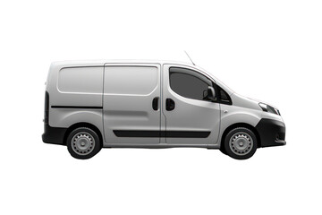 White delivery van side view on isolated empty background. Generative AI