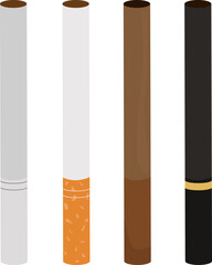 set of different cigarettes color vector illustration