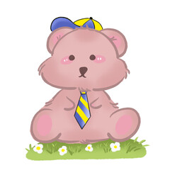 Fototapeta premium teddy bear with flowers