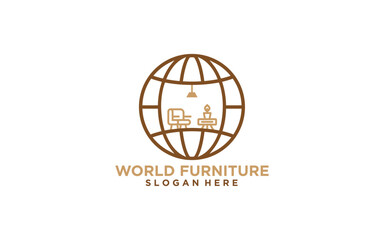 World interior room, gallery furniture symbol logo design