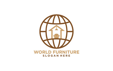 World interior room, gallery furniture symbol logo design