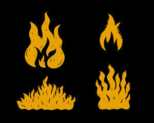 Yellow color bonfire sign and logo design.