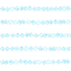 氷で形作ったキラキラのラインのセット。水彩タッチのイラスト。