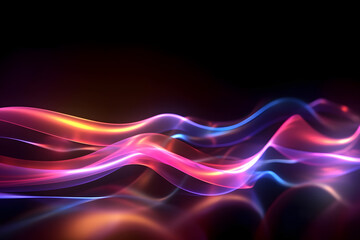 Fototapeta premium vibrant neon glowing abstract futuristic background with high speed moving wave lines in the black background. Generative ai.
