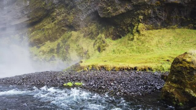 a River and Wide waterfall in Iceland