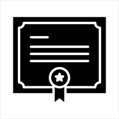 Solid vector icon for certificate which can be used various design projects.