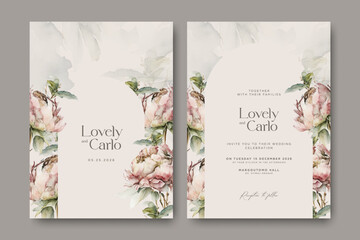 wedding card set with peony flowers