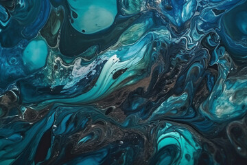 Obraz premium Abstract blue alcohol ink art background. Generative AI illustration