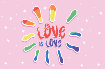 Love is Love Pride Vector, Pride Vector Design, Love is Love Design with LGBTQ Colors Background, Gender Diversity