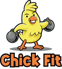Chick  Fit Cartoon Logo Mascot