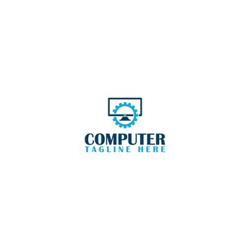 Computer repair logo template isolated on white background