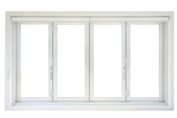 Fototapeta na wymiar white modern four panels window sill taken from inside of a house
