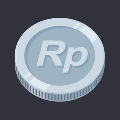 Rupiah Coin Silver Tin IDR Money Vector
