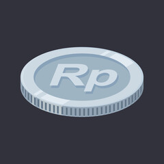 Rupiah Coin Silver Tin IDR Money Vector