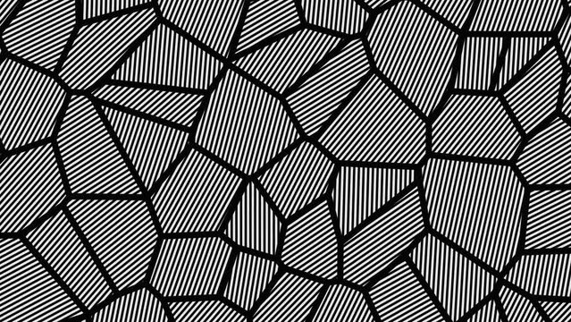 Monochrome Stained Glass Abstract Black White Lines Animation I