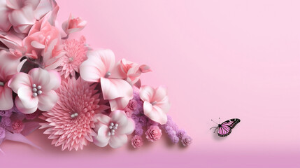 Fototapeta na wymiar pink pastel with flower 4k wallpaper 