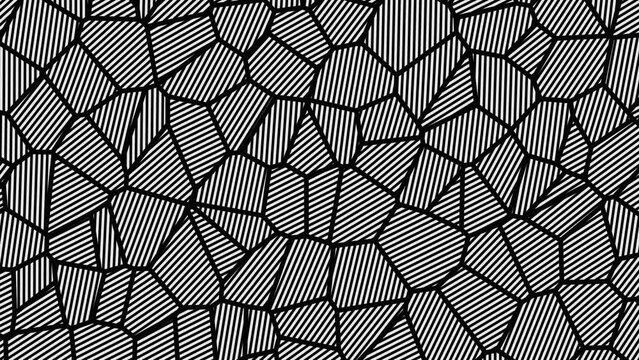 Monochrome Stained Glass Abstract Black White Lines Animation II