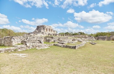 Fototapeta na wymiar Mayapan, the last of the great Mayan cities, was built as a smaller copy of nearby Chichen Itza, also in Yucatan, Mexico