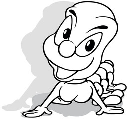 Drawing of a Cute Caterpillar with a Big Smile