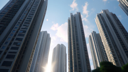  Apartment buildings with sky