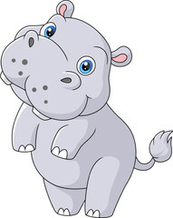 Cute baby hippo cartoon posing
