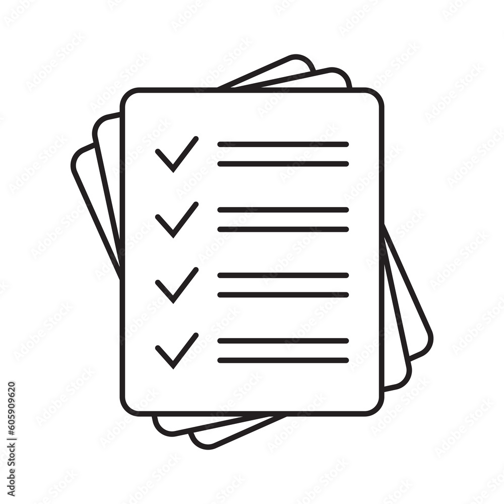 Poster checklist vector icon in line art style. document icon, questionnaire icon. text document vector ico