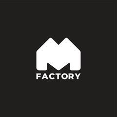 letter m factory industrial building logo vector