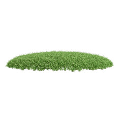 Fototapeta na wymiar green grass realistic vector illustration. Trimmed round and square park or garden plots with soil and plants, perspective view isolated on white background