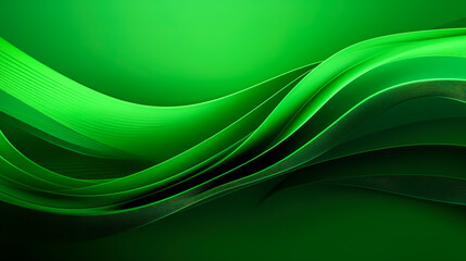Obraz premium Abstract green background with waves, generative AI.