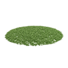 green grass realistic vector illustration. Trimmed round and square park or garden plots with soil and plants, perspective view isolated on white background