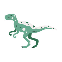 Flat hand drawn vector illustration of velociraptor dinosaur