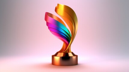 Luxury golden award trophy on white background. Generative AI. - obrazy, fototapety, plakaty