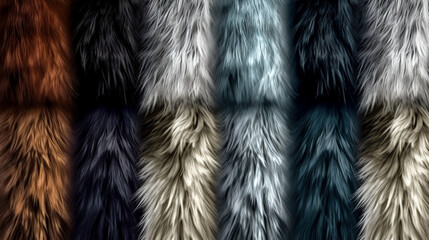 Texture background with fur of different colors, generative AI. - obrazy, fototapety, plakaty